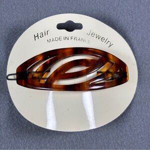 Vintage Tortoise Shell 2.5" Barrette Hair Clip France Oval Arch NOS French New